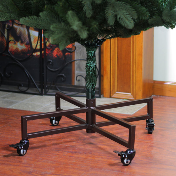 Northlight Black Metal Rolling Artificial Christmas Tree Stand For 6